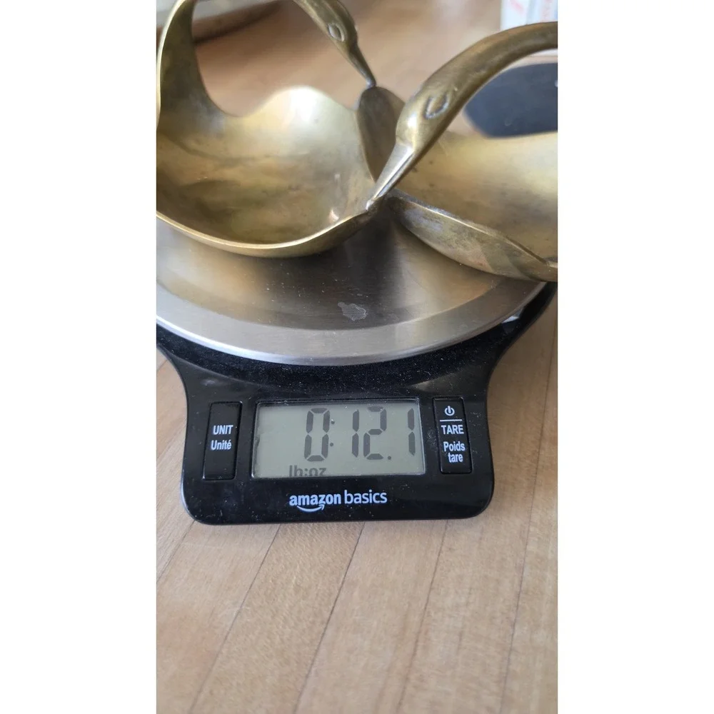 VTG Solid Brass Double Swan Dish GATCO India Trinket Candy Bowl Cottagecore SZ M